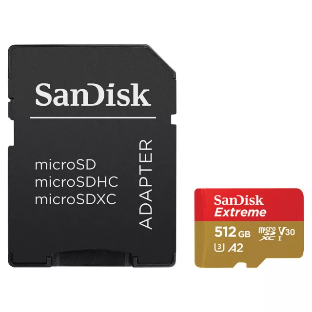 SanDisk 32GB 64GB 128GB 256GB 512GB 1TB Extreme Micro SD (SDHC) Card U3, V30, A2