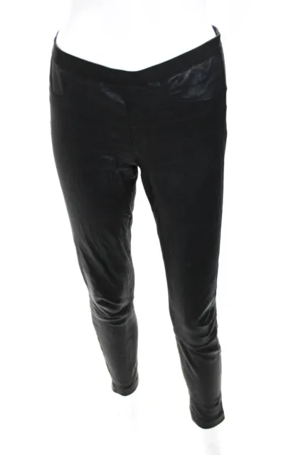 Helmut Lang Womens High Rise Stretch Leather Leggings Black Size 2