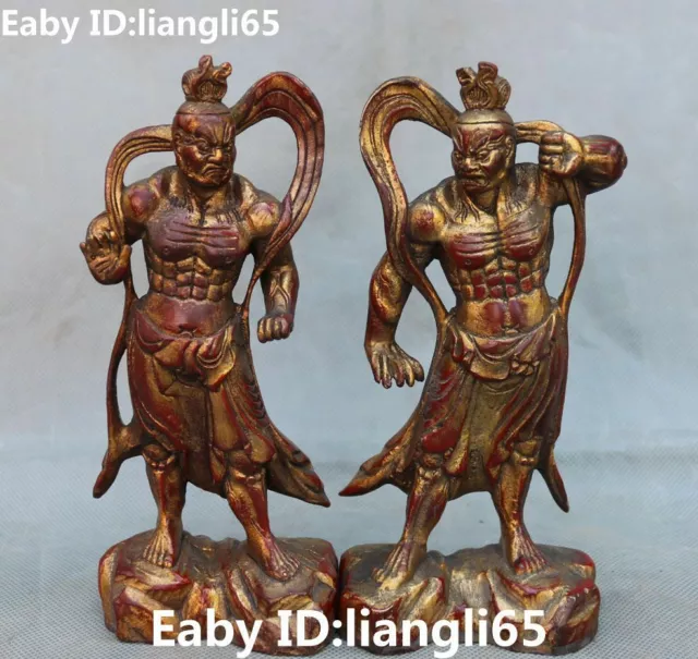 8 "Bronze Mythos Heng Ha Zwei Generalgott Unsterbliche Tür Gott Statue Paar