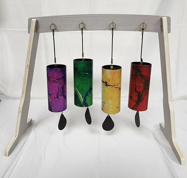 Melody Jeweled Color Chimes Set of 4 Wind Play Includes Earth, Air, Water, Fire