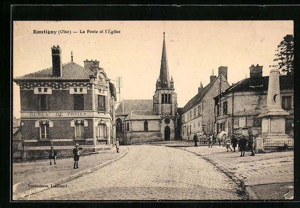 CPA Rantigny, La Poste et l´Eglise