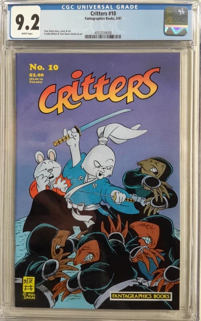 🔥Critters #10 Cgc 9.2*Fantagraphics 1987*White❄Pages*Sakai*Usagi Yojimbo Cover