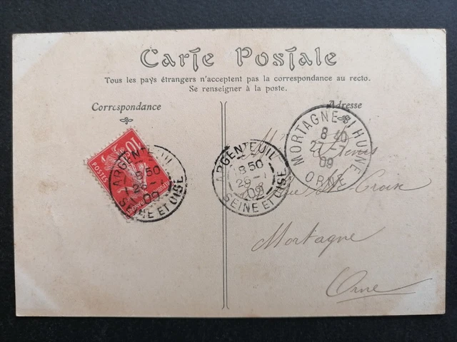 cpa 95 - FRANCONVILLE LA GARENNE en 1909 (Val d'Oise) Le Boulevard de la MAIRIE 2