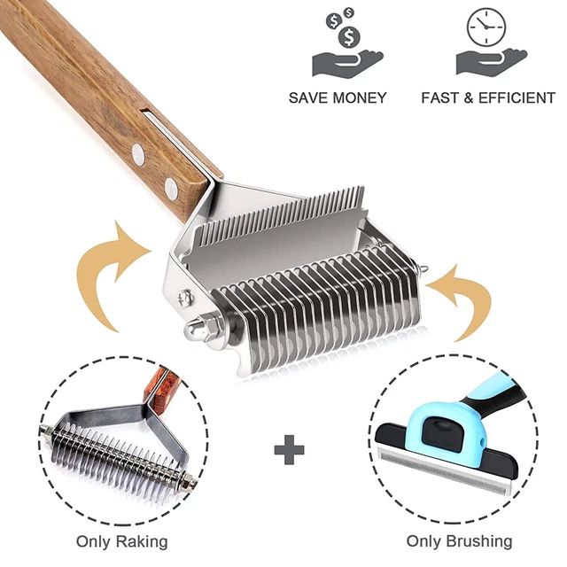 2side Dog Brush for Shedding Dematting Pet Grooming Cat Hair Undercoat Rake Comb 9