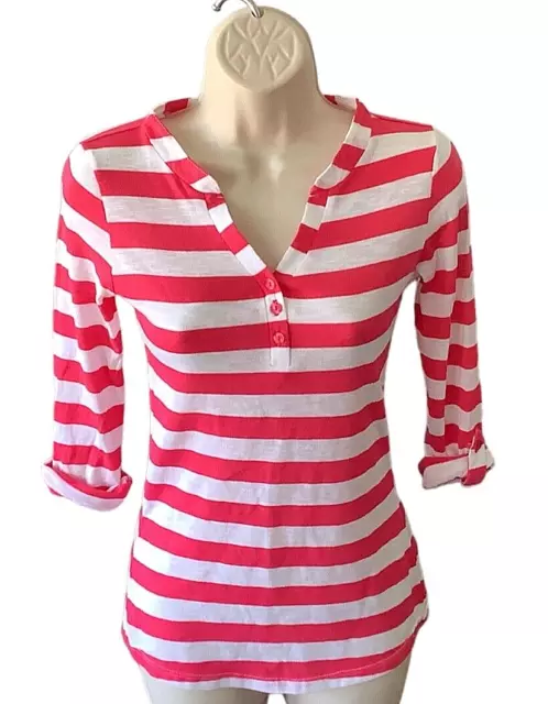 Made For Me To Look Amazing Womens Juniors Top Shirt Pink White Stripe Small NWT