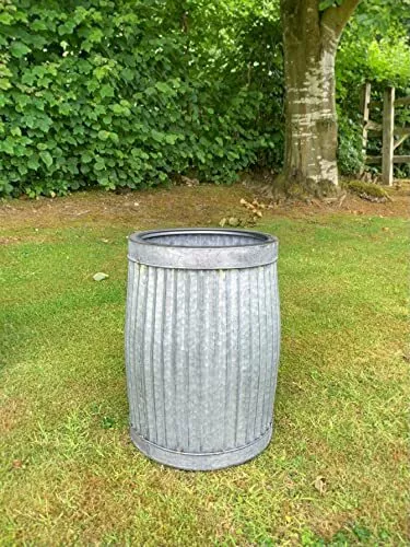 Small Vintage Ribbed Design Galvanised Dolly Tub Planter