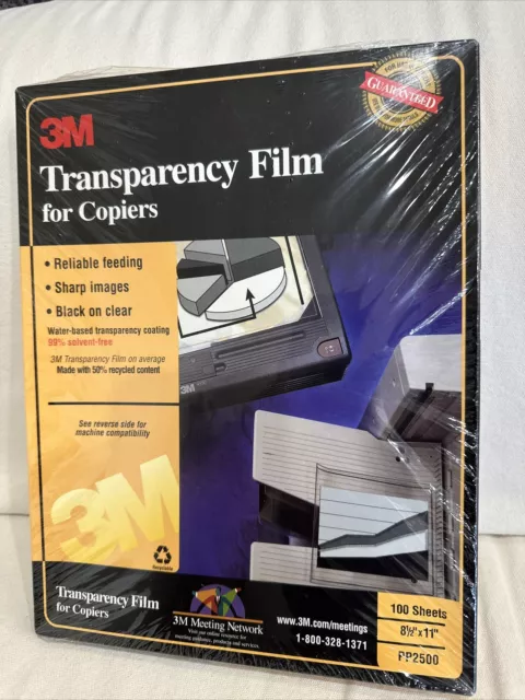 3M Transparency Film for Copiers-100 Sheets-8 1/2" x 11"- PP2500 - Vintage 1999