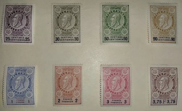 BELGIQUE: SERIE COMPLETE (du N°1 à 8) de 1890-valeur;2195€ Neuf