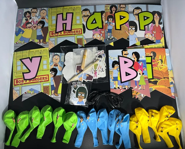 NEW BOB'S BURGERS birthday party Lot Balloons Happy Birthday Banner ...