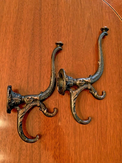 Rare Pair Of Antique Victorian Cast Iron Serpent Hooks