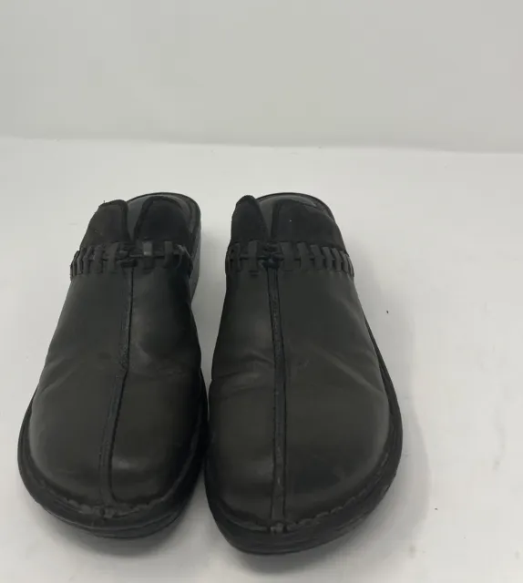 BOC BORN CONCEPT Black Slip On Leather Mules Clogs Comfort Shoes Size 6.5