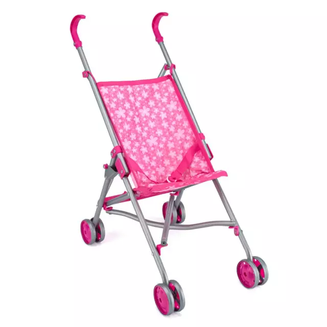 Pink Dolls Buggy Stroller Pram Kids Folding Pushchair Toy for Ages 3+