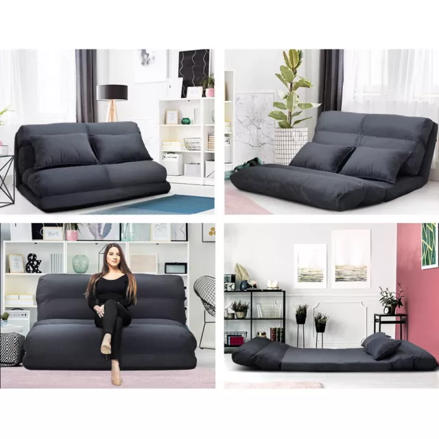 Adjustable Lounge Sofa Bed Recliner Floor Chaise Foldable Cushion Double Size