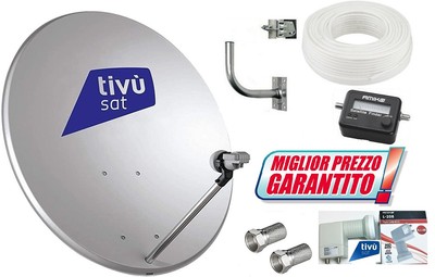 SAT FINDER+STAFFA 20 METRI CAVO SAT KIT SATELLITE PARABOLA ACCIAIO+LNB 2 USCITE 