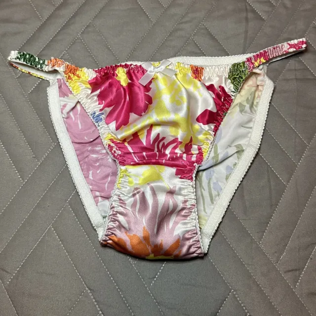 VTG DELICATES SATIN Double String Bikini Panties S 5 NWOT Sissy