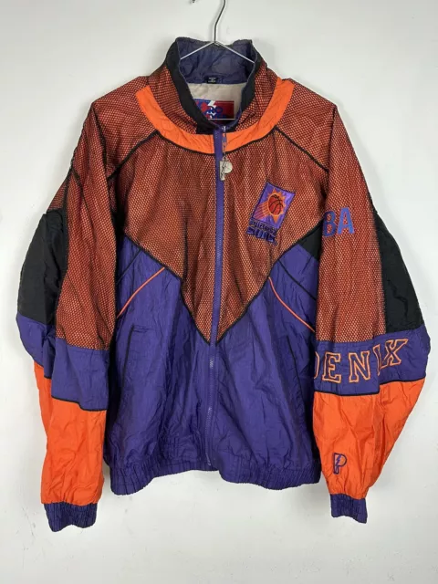 Vintage 90s RARE Phoenix Suns Pro Player Mesh Windbreaker Jacket Size XL