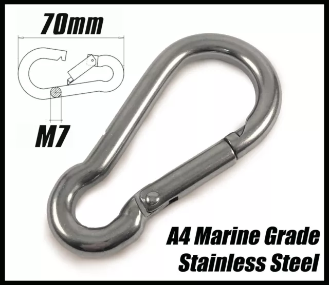 STAINLESS STEEL CARABINER snap spring hook A4 316 clip marine