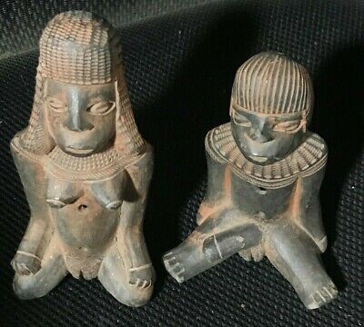 (2) Vintage African/Tribal/Egyptian Hand Carved Wood Sex Whistles, Art