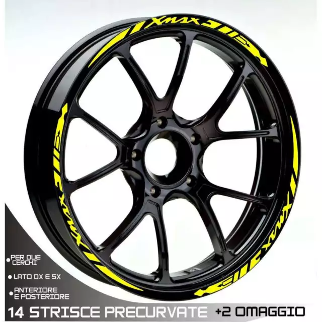 Set Profili Cerchio Adesivi Ruota Giallo Yamaha 125 X Max 2006-2014