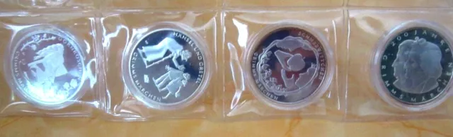4 x € 10,- Sammler Münzen Märchen der Brüder Grimm 2012-2015 Spiegelglanz PP