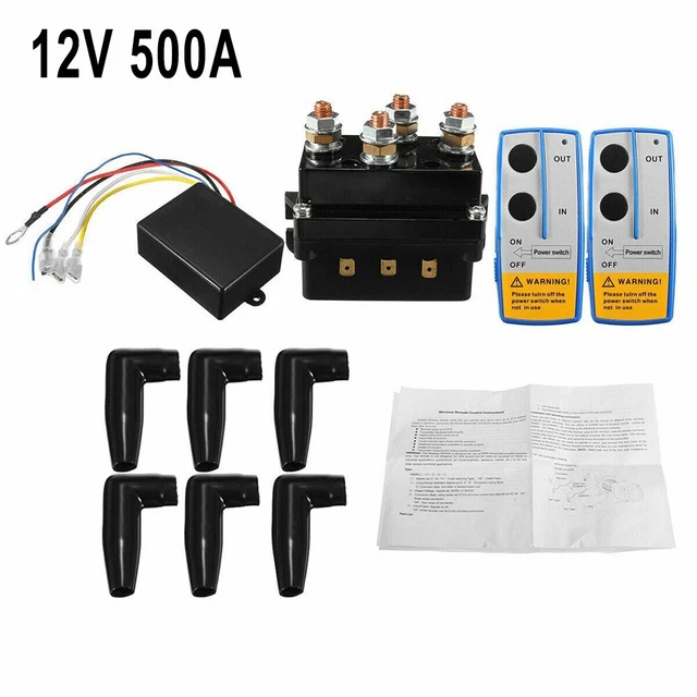 12V 500A Contactor Winch-Control Solenoid Relay Twin Wireless Remote Recovery