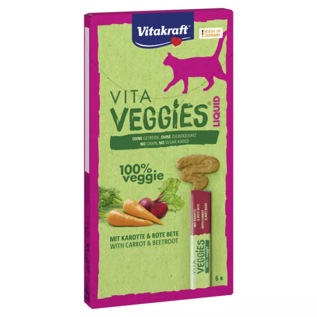 Vitakraft Légumes Liquid Carotte & Rouge Betterave 6 x 15 G, Snack pour Chats