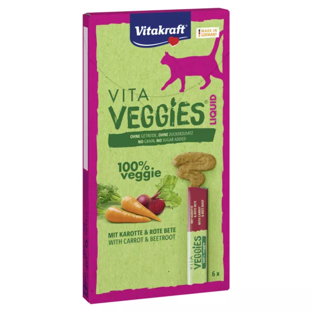 Vitakraft Veggies Líquido Zanahoria & Rojo Remolacha 6x 15G, Snacks para Gatos