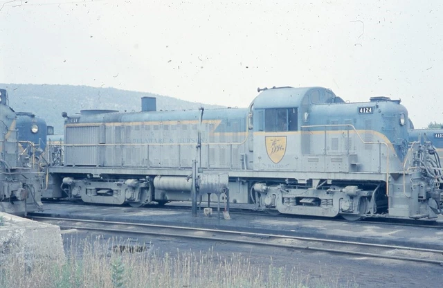 D&H DELAWARE AND HUDSON Railroad Train Locomotive WHITEHALL NY 1964 Photo Slide