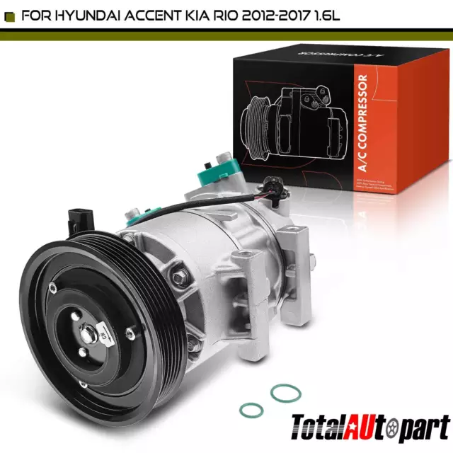 AC Compressor w/Clutch for Hyundai Accent Kia Rio 12-17 L4 1.6L Hatchback Sedan