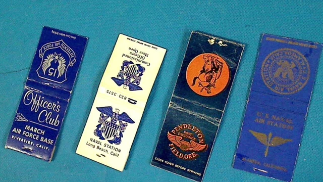 Us Military 1 - Wwii Era Lot Of Four (4) Book Matches Empty Usaf & Navy Ca Or Va