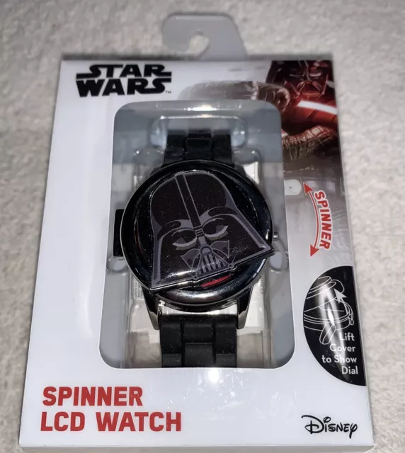 Orologio - Darth Vader - Star Wars SPINS Spinner LCD Cinturino Gomma Nera NUOVO Disney
