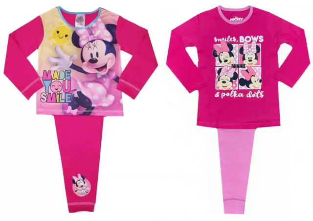 Girls Minnie Mouse Pyjamas Disney Character Nightwear 12 Months-10 Years