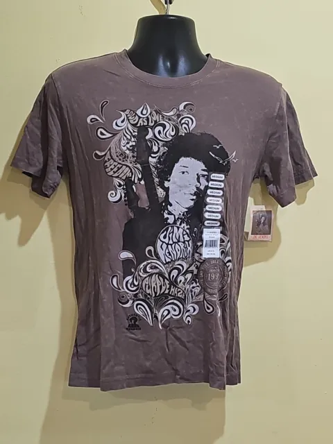 JIMI HENDRIX Rock & Roll Hall of Fame Inductee Museum Brown Tee, Men's L, New