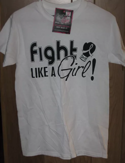 Fight Like A Girl Official Gear T Shirt White SZ. S Breast Cancer Awareness NOS