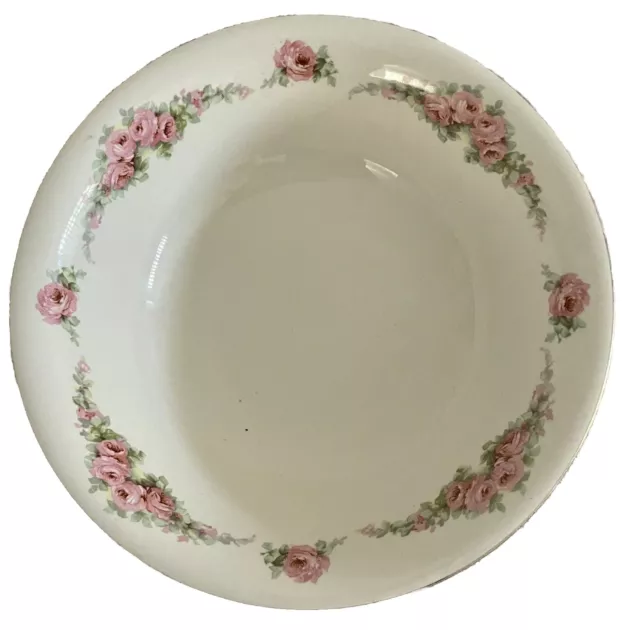 Vintage Maddock & Sons Bowl Ivory Ware with Pink Roses England c1950s