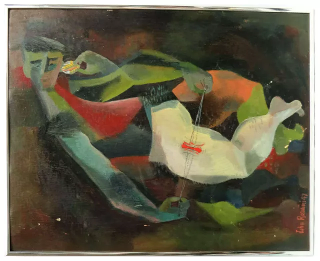 John Rosmini 1947 Oil On Canvas Cubism 20 X 16 Original Painting