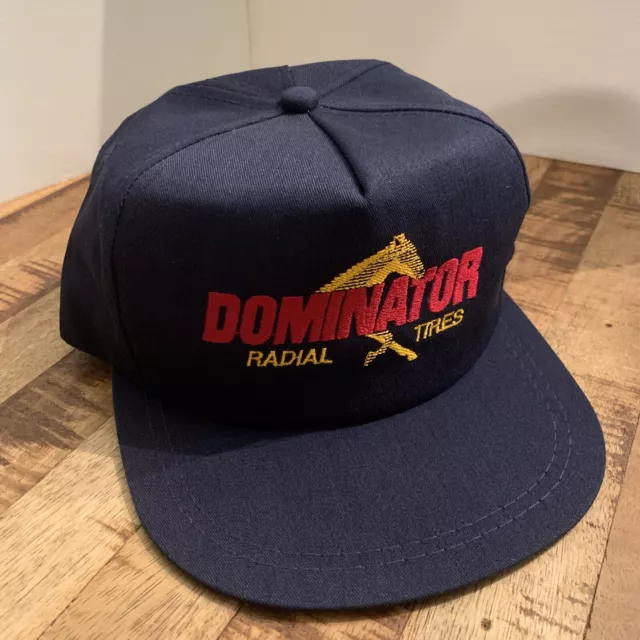 Vintage Dominator Radial Tires Hat Navy K-Products Strapback Made In The USA