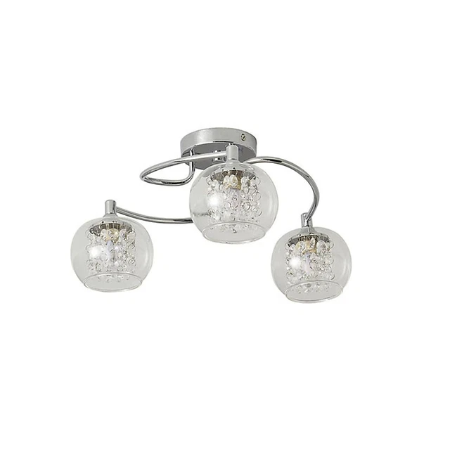 Ceiling Light 3 Lamp Transparent Glass Chrome Bedroom Living Room 28W 240V