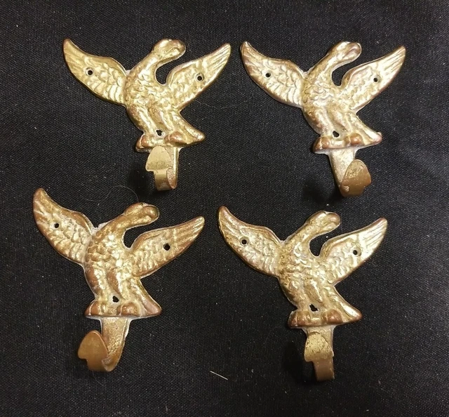 4 Flying Eagle Brass Hooks Vintage Military Clothes Hanger Coat Hat