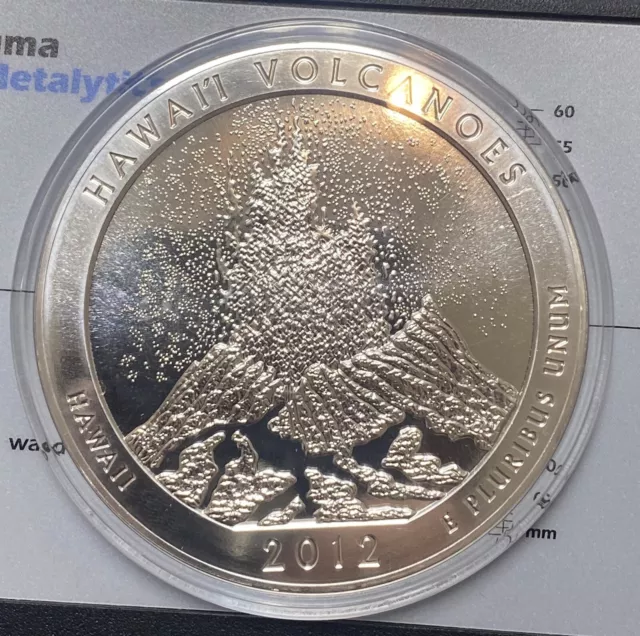 2012 Hawaii Volcanoes BU National Park 5 oz. 999 Fine Silver ATB Coin W/ Capsule
