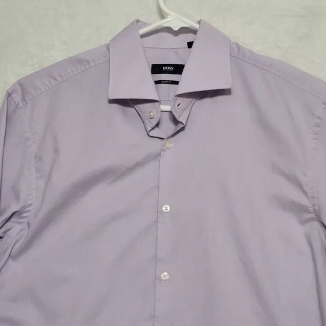 Boss Hugo Boss Mens Dress Shirt Light Purple Sharp Fit Size 17-32/33