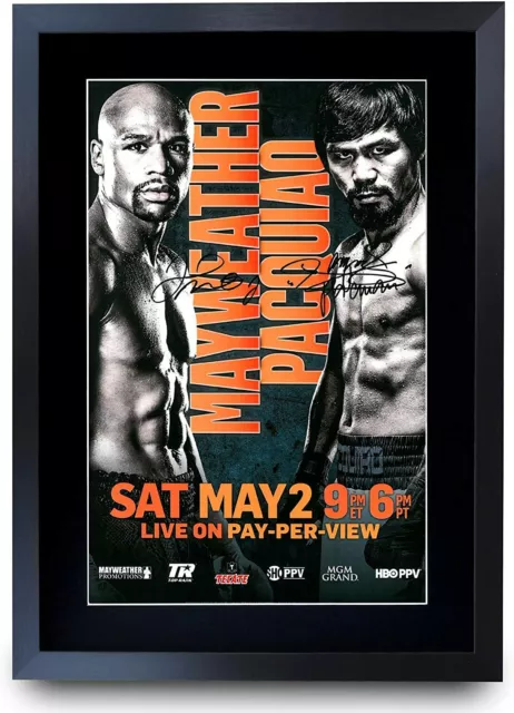 Mayweather Pacquiao Fight Boxing Gifts A3 Poster Framed Autograph for Boxing Fan