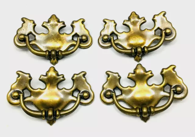 Four Vintage Brass Dresser Drawer Door Knocker Handles Stamped Canada CP 1186.