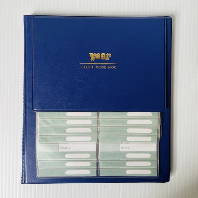 Vintage Blue Business Card Holder  Phone Address Book 10 Pages for Cards