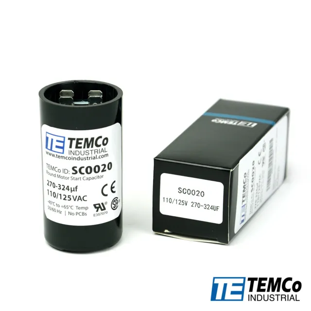 TEMCo 270-324 uf/MFD 110-125 VAC volts Round Start Capacitor 50/60 Hz -Lot-1