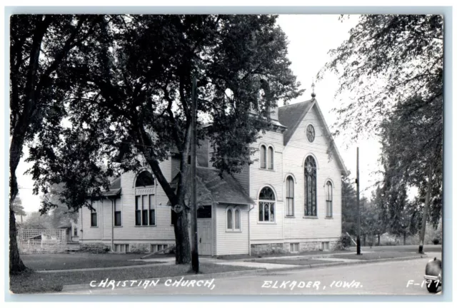 c1940's Christian Church Scene Street Elkader Iowa IA RPPC Photo Postcard