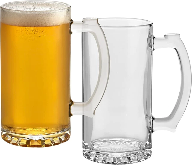 Classic Gient Glass Beer Stein, Traditional Beer Mugs with Handles, Freezable Be