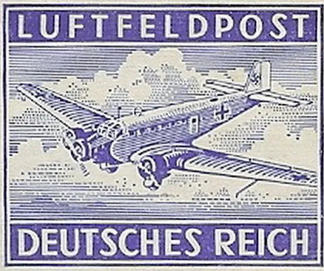 Stamp Germany Feldpost Mi 1 Sc MC1 1942 WW2 Reich Emblem War Eagle Airplane MH 2