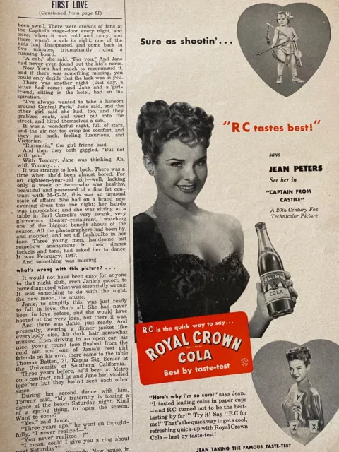 Jean Peters, Royal Crown Cola, R.C., RC, Vintage Print Ad