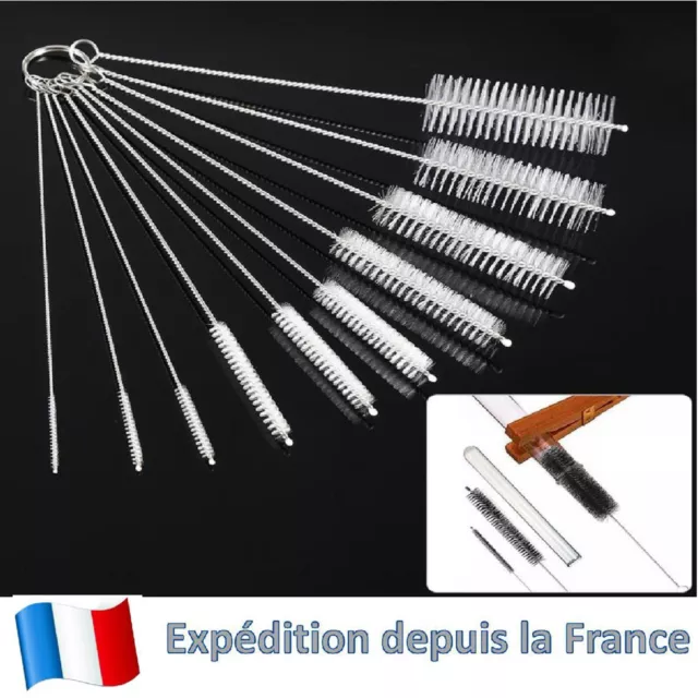 10 Pcs Set Brosse Goupillon Nettoyage Tube pour Bouteille Bouilloire Théière etc